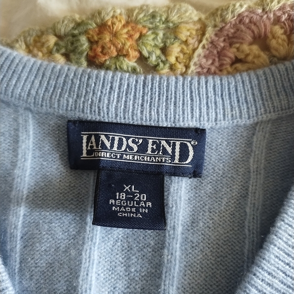 Lands End 100% Cashmere Baby Blue Vest XL - Picture 3 of 4
